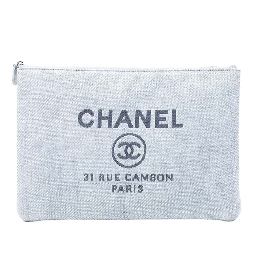 Chanel Large Canvas Deauville O Case Blue Very good condition - Front View