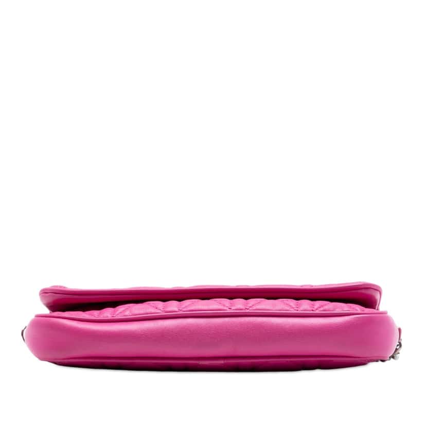 Dior Lambskin Cannage Chain Pochette Pink Leather Very good condition - Inside View