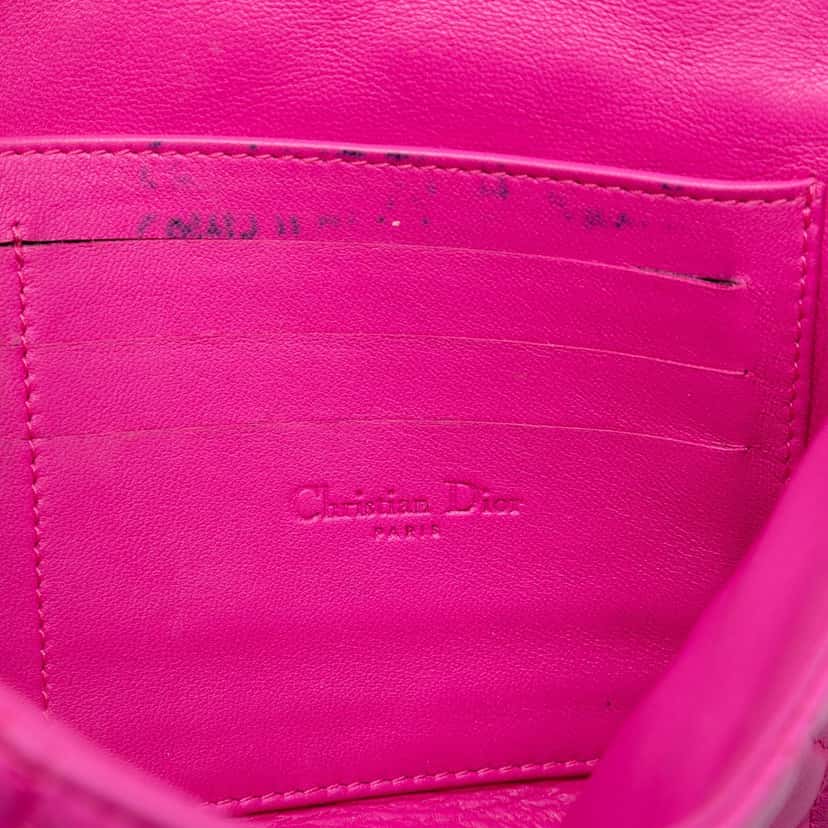Dior Lambskin Cannage Chain Pochette Pink Leather Very good condition - Box View