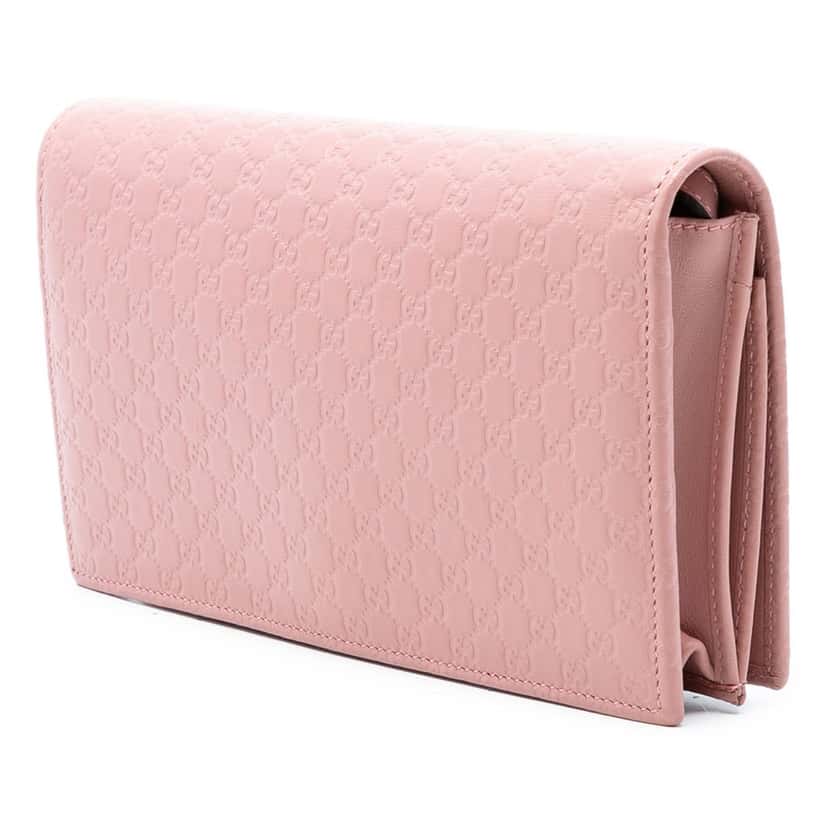 Gucci Microguccissima Wallet on Strap Pink Leather Very good condition - Back View
