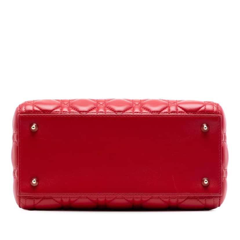 Dior Medium Lambskin Cannage Lady Dior Red Leather Very good condition - Inside View