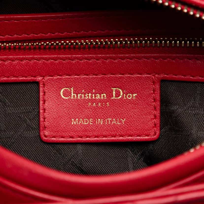 Dior Medium Lambskin Cannage Lady Dior Red Leather Very good condition - Box View