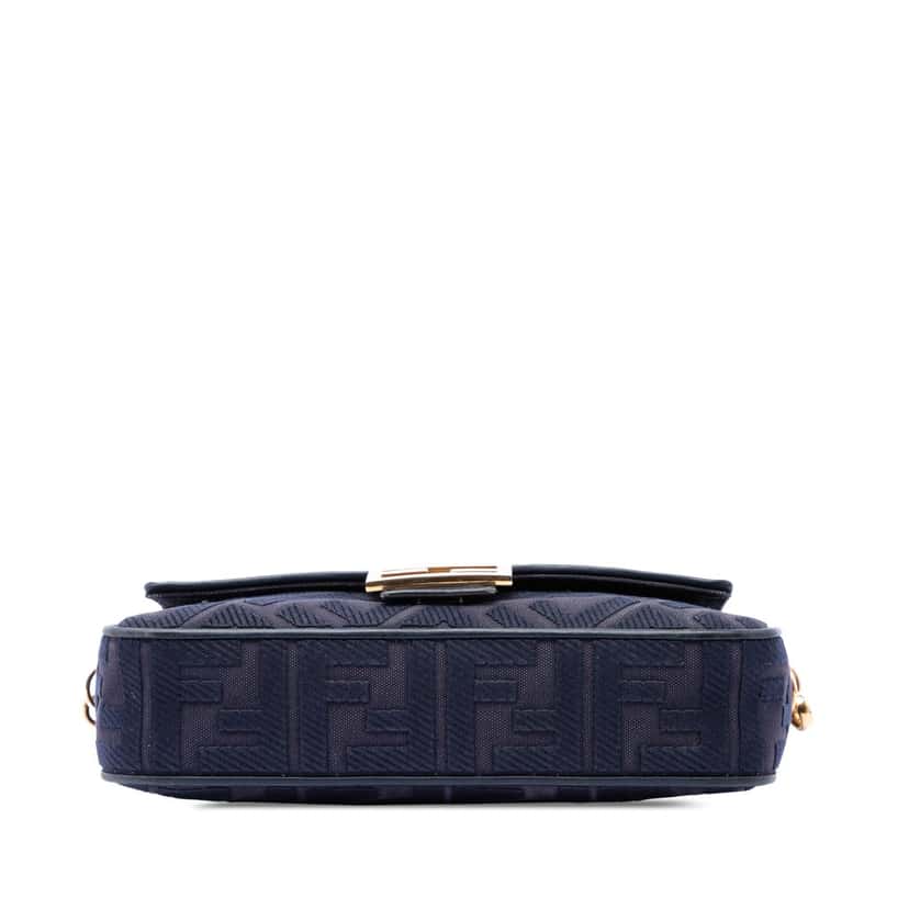 Fendi Zucca Embroidered Canvas Baguette Satchel Blue Very good condition - Inside View