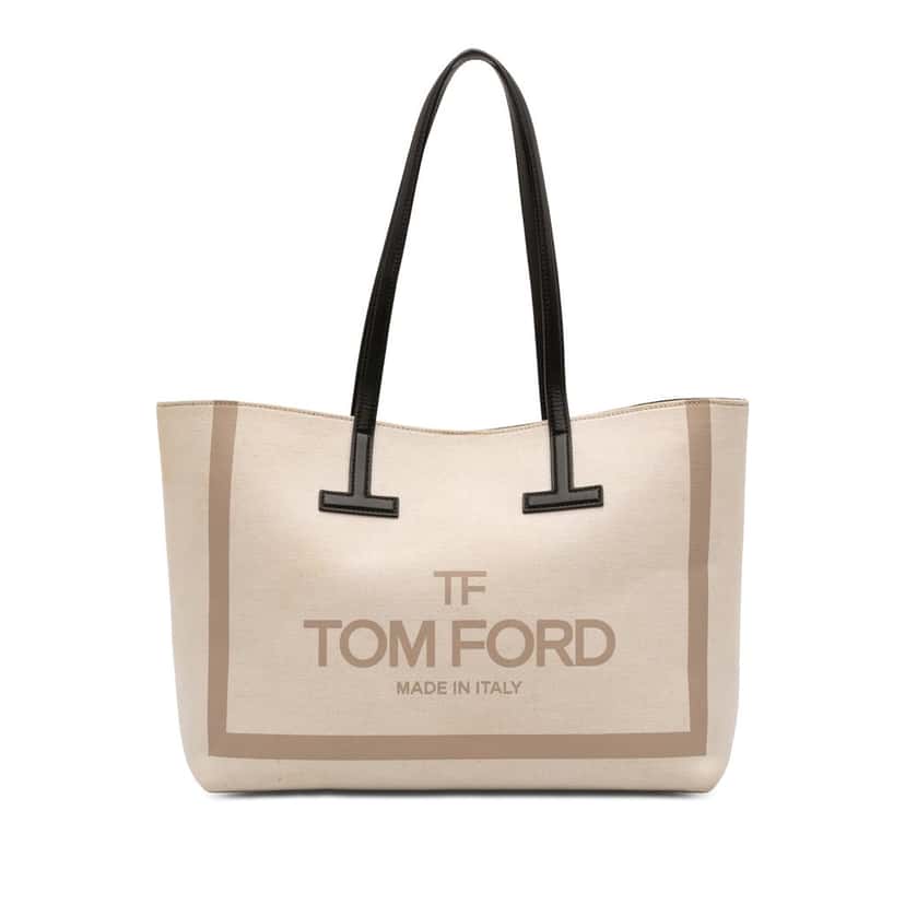 Tom Ford Small Canvas T Tote Beige Very good condition - Front View