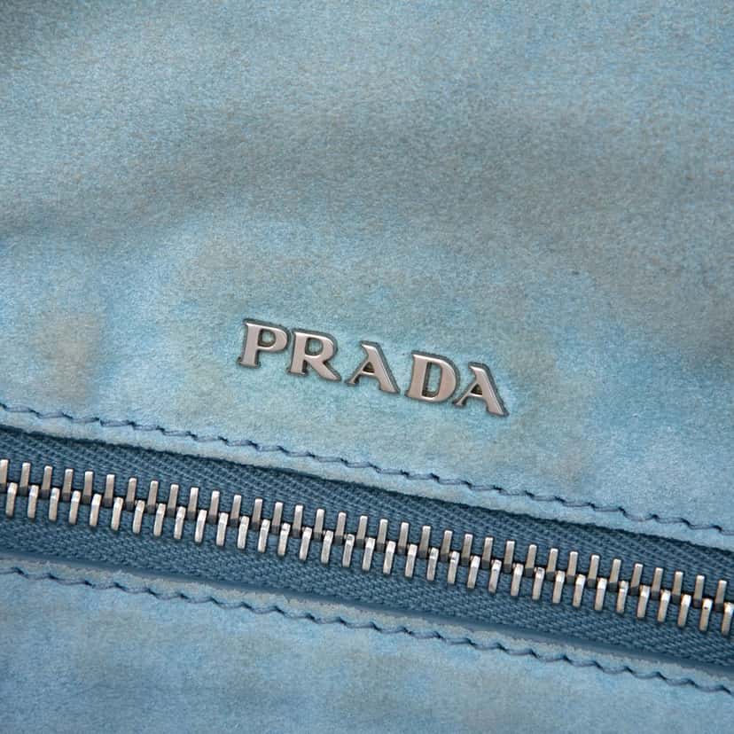 Prada Glace Calfskin Studded Etiquette Flap White Leather Very good condition - Box View