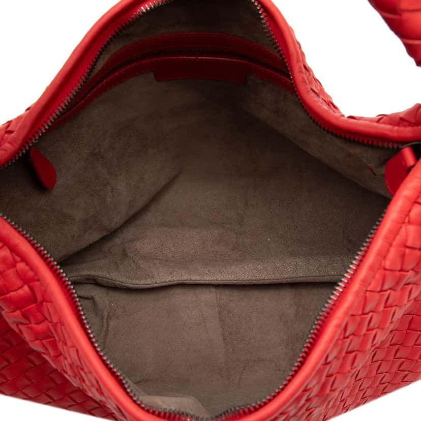 Bottega Veneta Medium Nappa Intrecciato Veneta Hobo Red Leather Very good condition - Model View