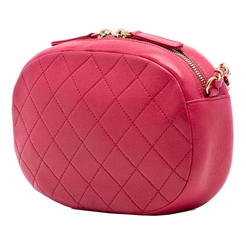 Chanel Lambskin Coco Midnight Camera Bag Pink Leather Very good condition - Back View