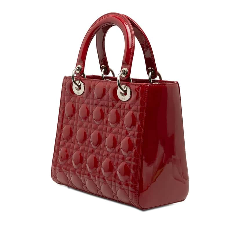 Dior Medium Patent Cannage Lady Dior Red Leather Very good condition - Back View