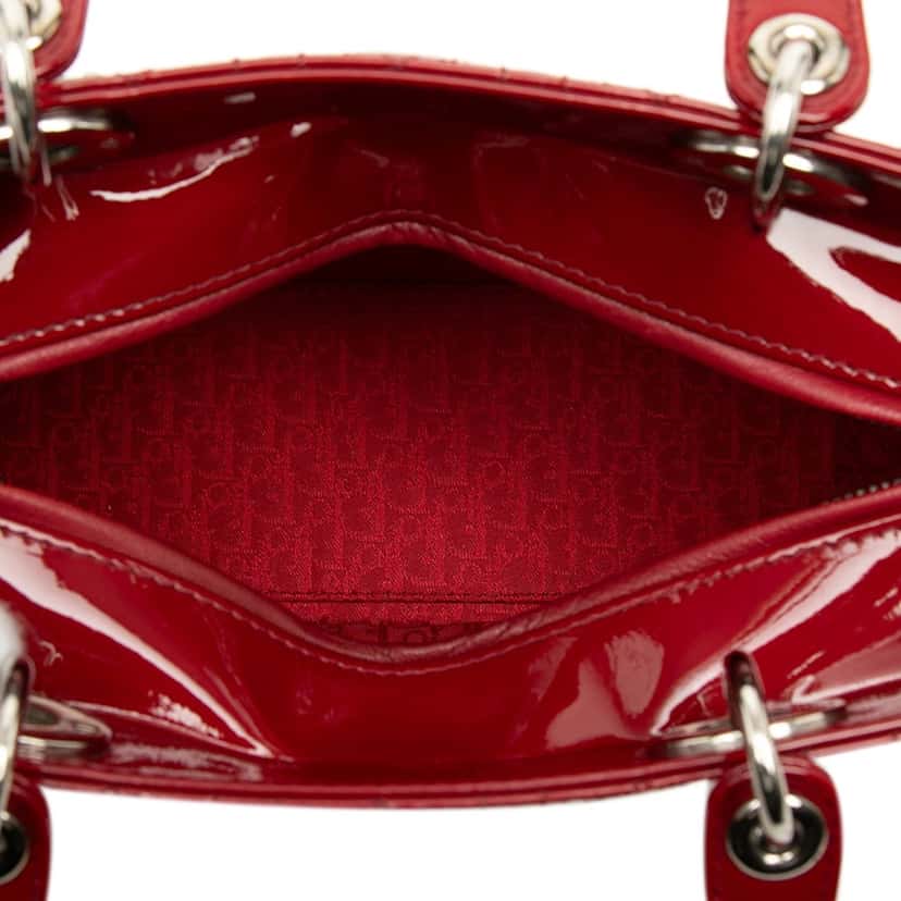 Dior Medium Patent Cannage Lady Dior Red Leather Very good condition - Model View
