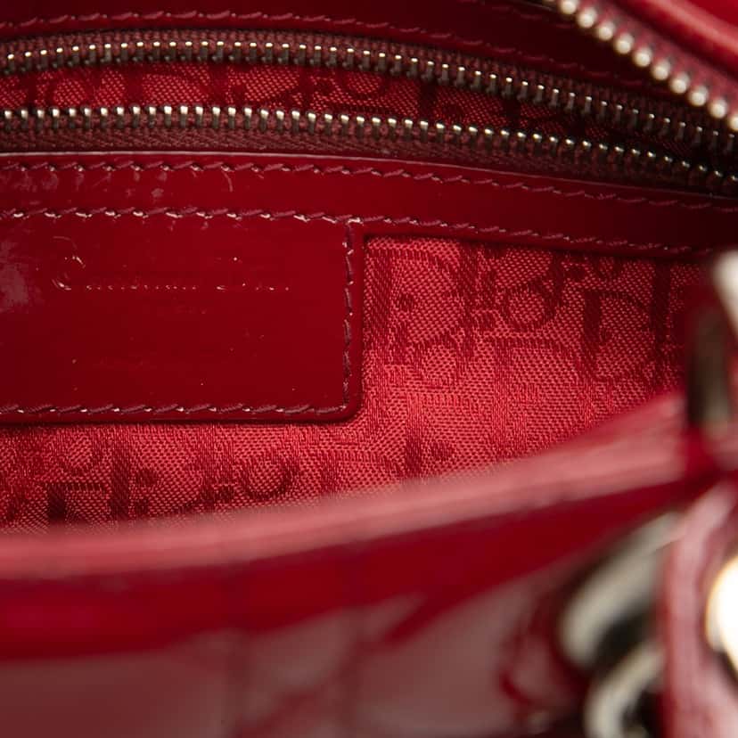 Dior Medium Patent Cannage Lady Dior Red Leather Very good condition - Box View