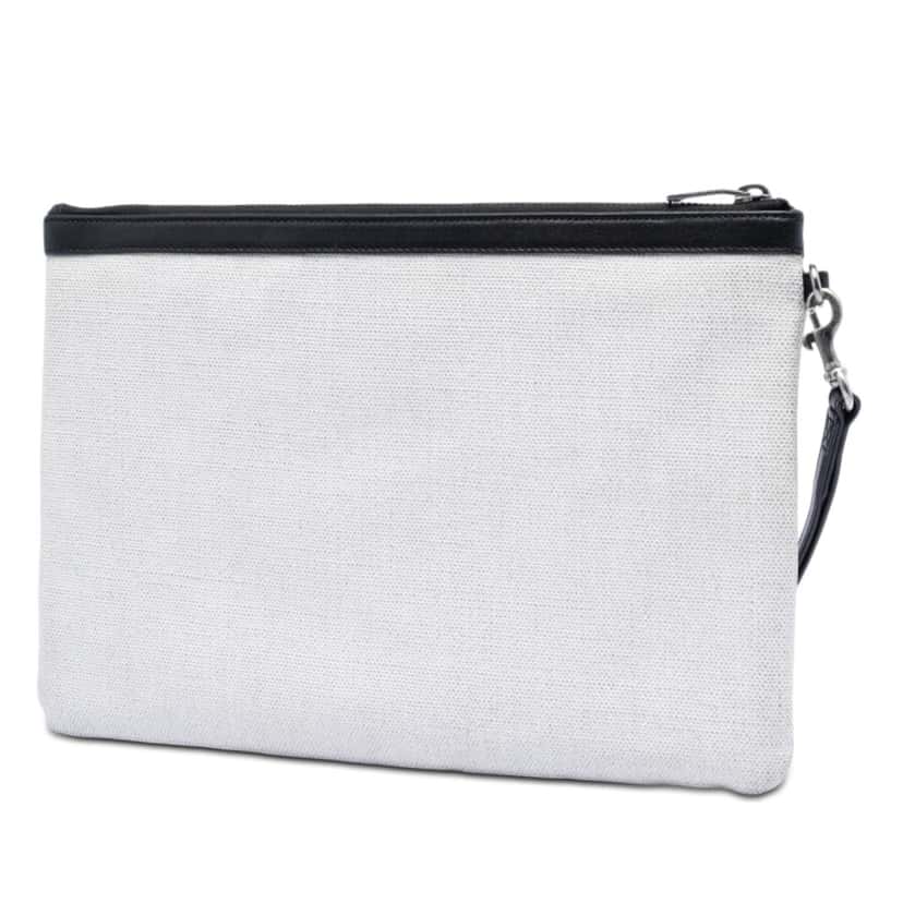 Saint Laurent Canvas Rive Gauche Wristlet Clutch White Very good condition - Back View