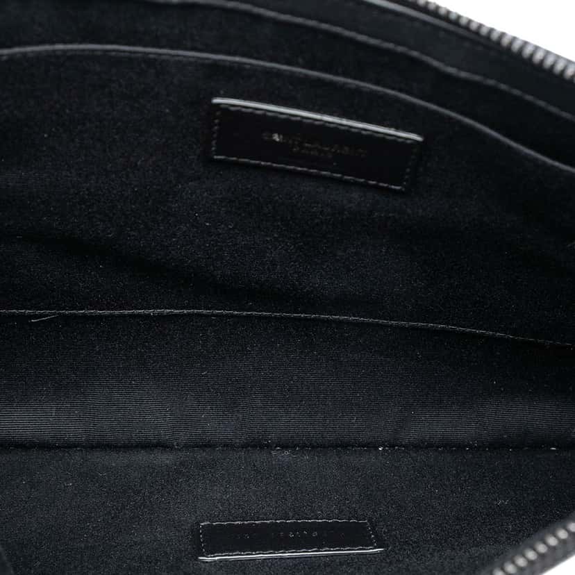 Saint Laurent Canvas Rive Gauche Wristlet Clutch White Very good condition - Model View