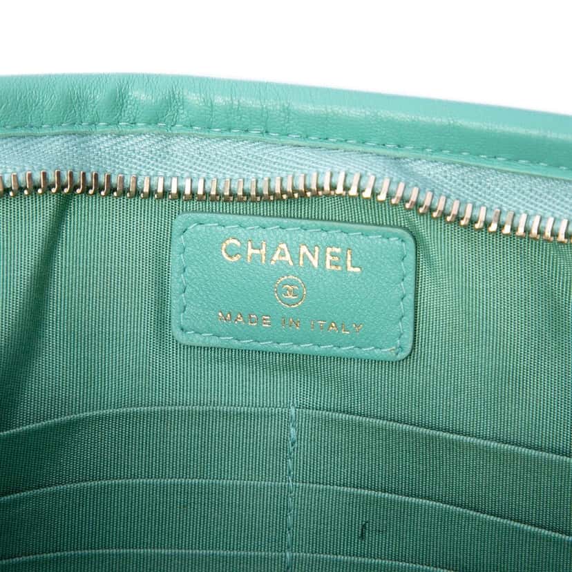 Chanel Tweed PVC Logo Wristlet Clutch Blue Very good condition - Box View