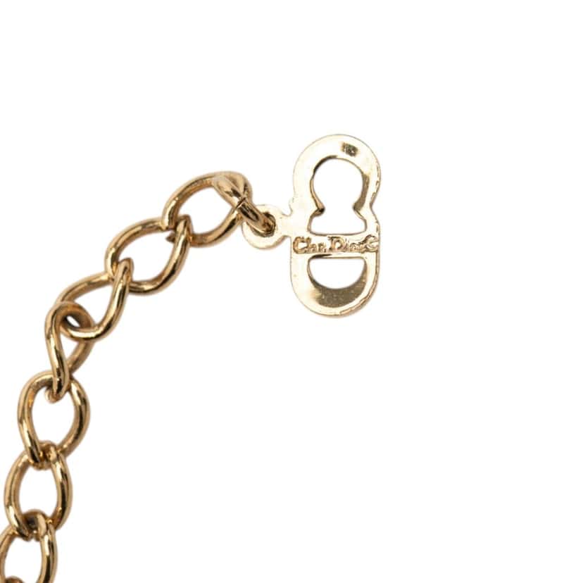 Dior Gold Plated Strass CD Logo Charm Necklace Gold Metal Very good condition - Box View