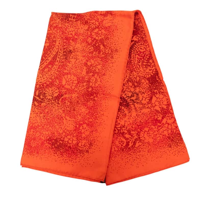 Hermès Indian Dust Silk Scarf 90 Orange Never worn - Front View