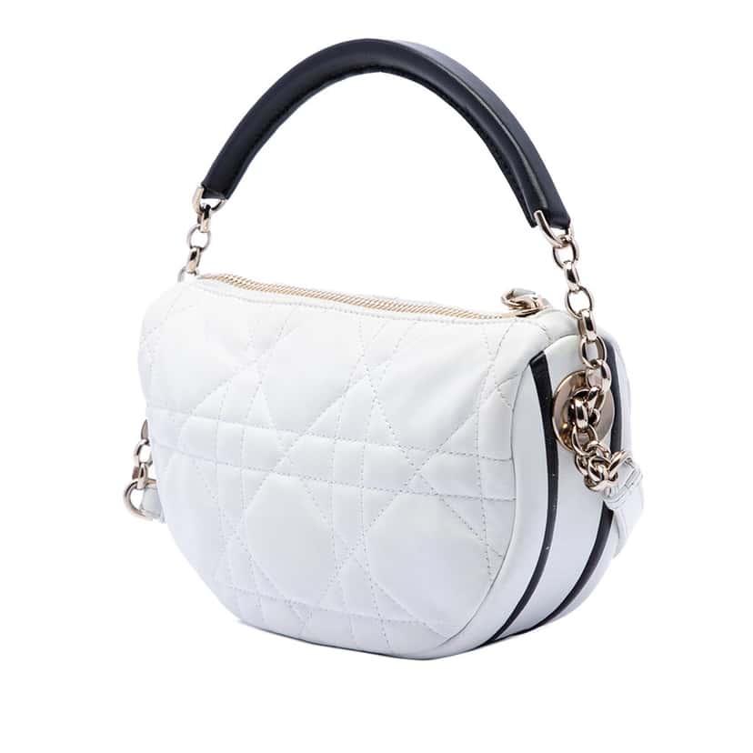 Dior Small Lambskin Cannage Dior Vibe Hobo White Leather Never worn, with tag - Back View