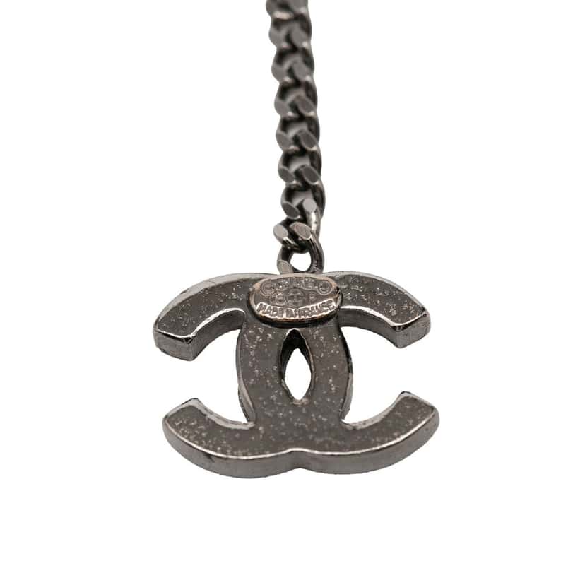 Chanel CC Brass and Strass Swing Push Back Earrings Silver Metal Very good condition - Inside View