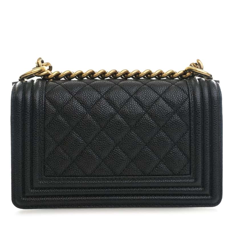 Chanel Small Quilted Caviar Boy Flap Black Leather Very good condition - Back View