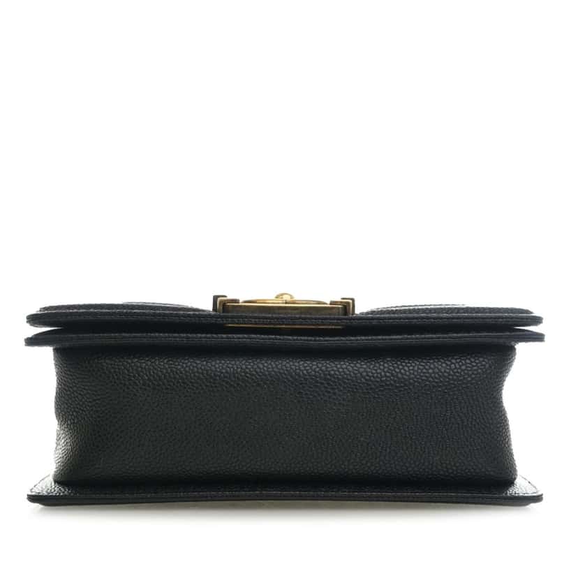 Chanel Small Quilted Caviar Boy Flap Black Leather Very good condition - Inside View