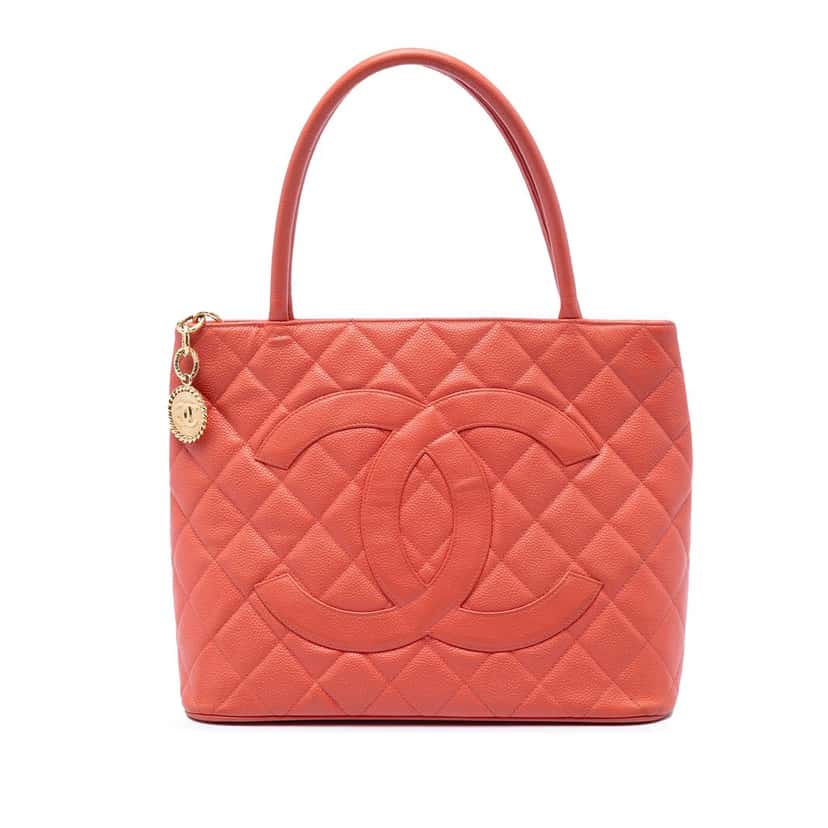 Chanel Caviar Medallion Tote Orange Leather Very good condition - Front View
