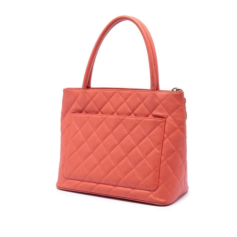 Chanel Caviar Medallion Tote Orange Leather Very good condition - Back View