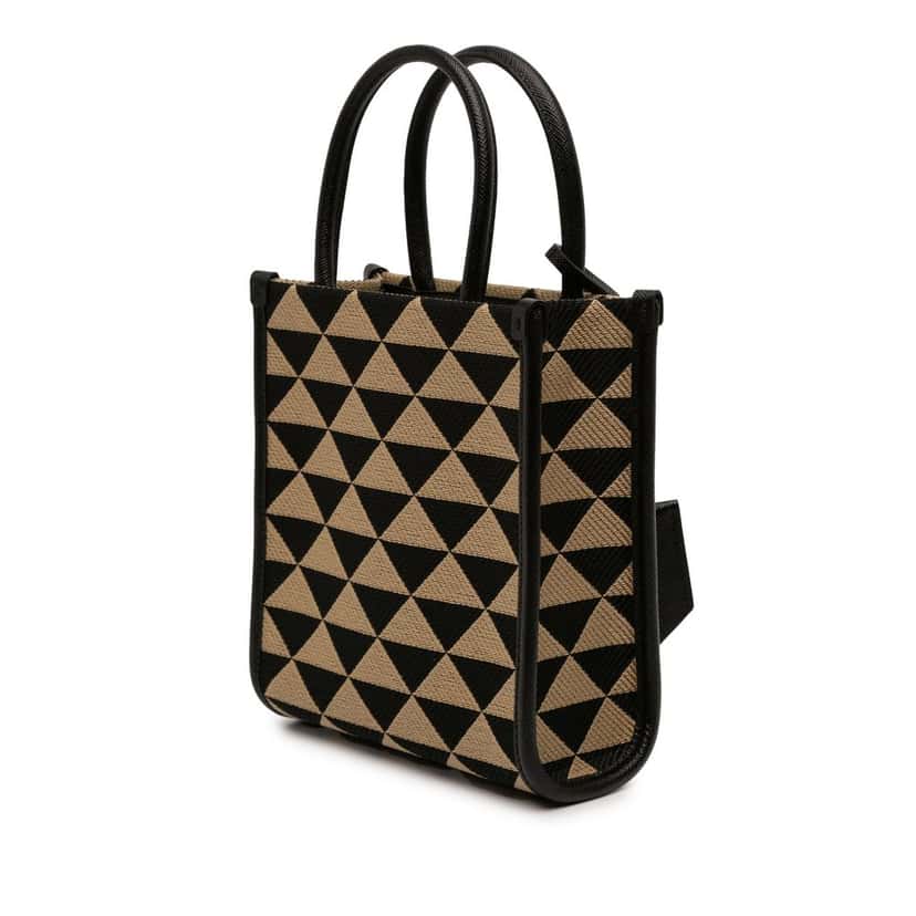 Prada Mini Embroidered Jacquard Symbole Triangolo Satchel Brown Very good condition - Back View
