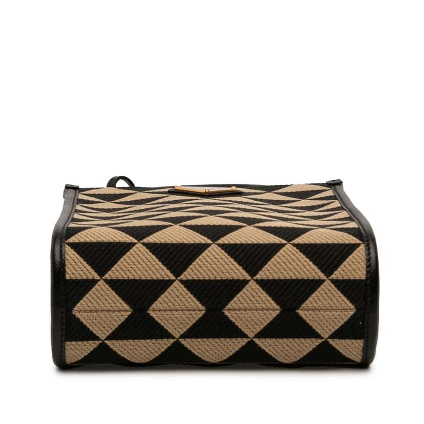 Prada Mini Embroidered Jacquard Symbole Triangolo Satchel Brown Very good condition - Inside View