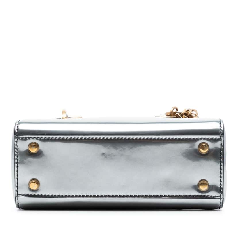 Dior Mini Metallic Patent Lady Dior Silver Leather Very good condition - Inside View