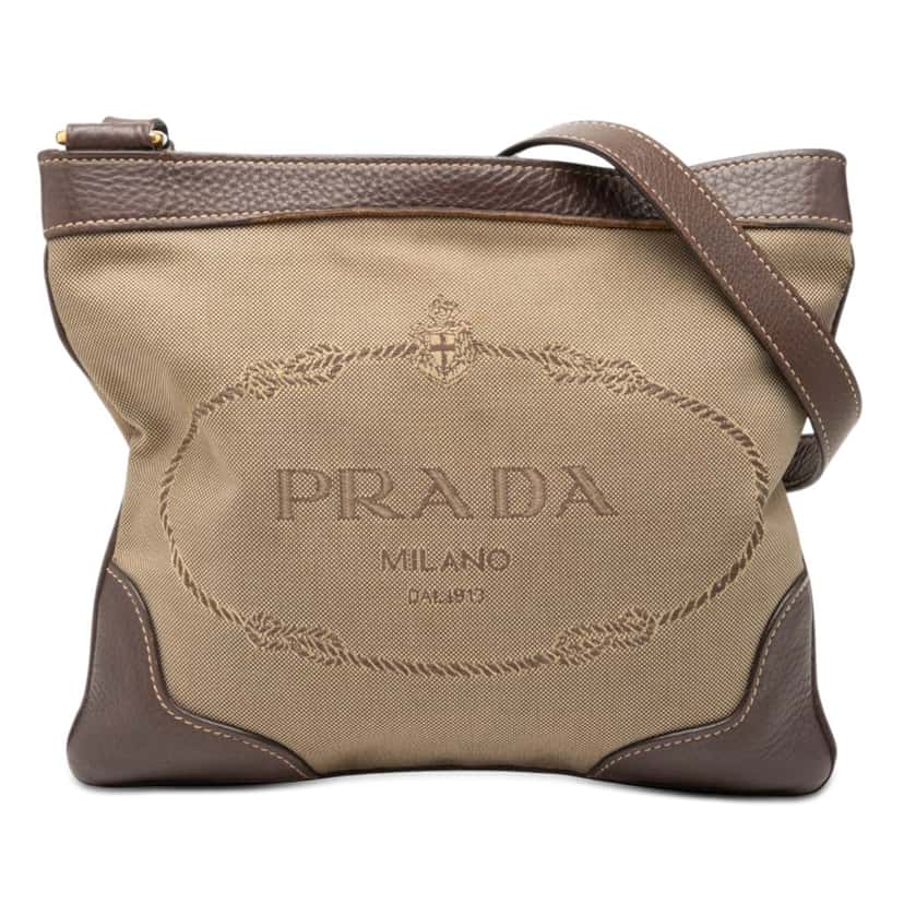 Prada Canvas Canapa Logo Crossbody Beige Very good condition - Front View