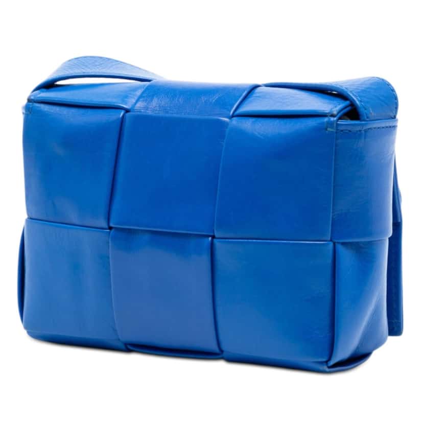 Bottega Veneta Extra Mini Nappa Maxi Intrecciato Cassette Crossbody Blue Leather Very good condition - Back View