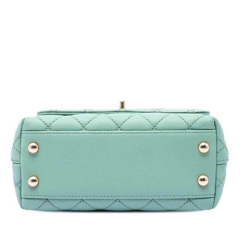 Chanel Extra Mini Quilted Caviar Coco Top Handle Bag Blue Leather Very good condition - Inside View