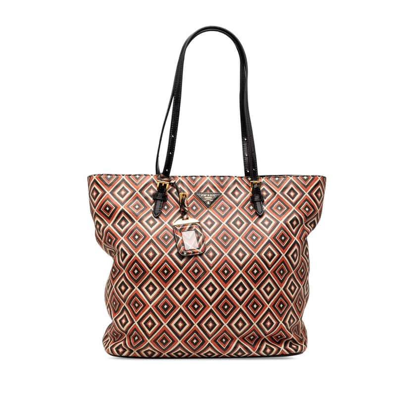 Prada Saffiano Diamond Print Tote Black Leather Very good condition - Front View