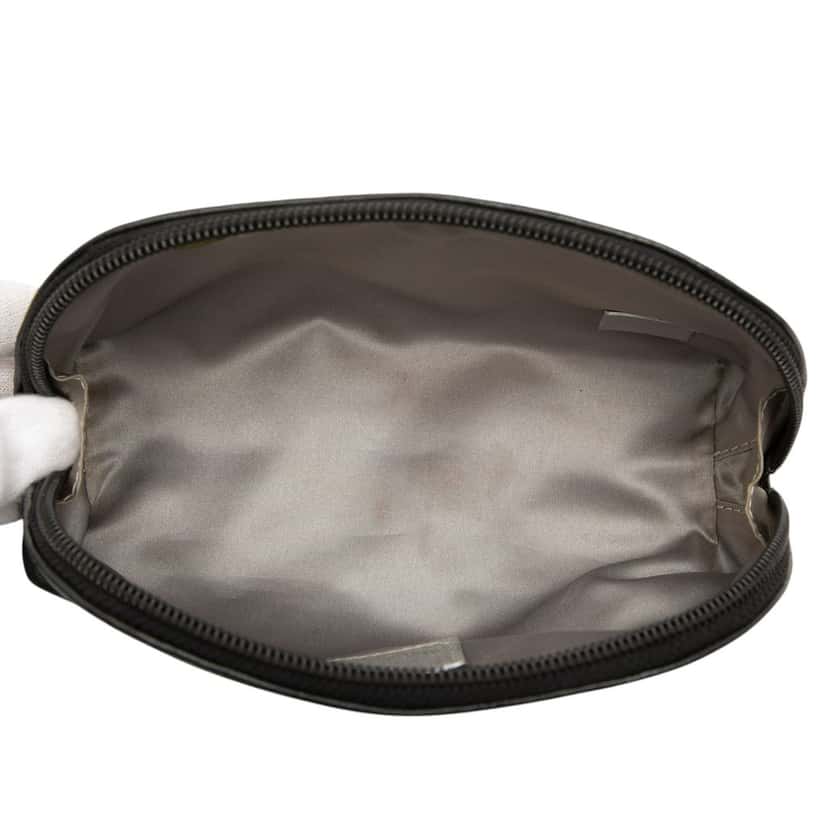 Chanel Embossed Lambskin Camellia Pouch Black Leather Very good condition - Model View