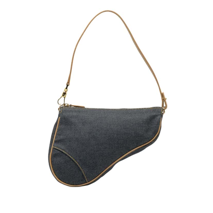 Dior Mini Denim Saddle Pochette Blue Very good condition - Front View