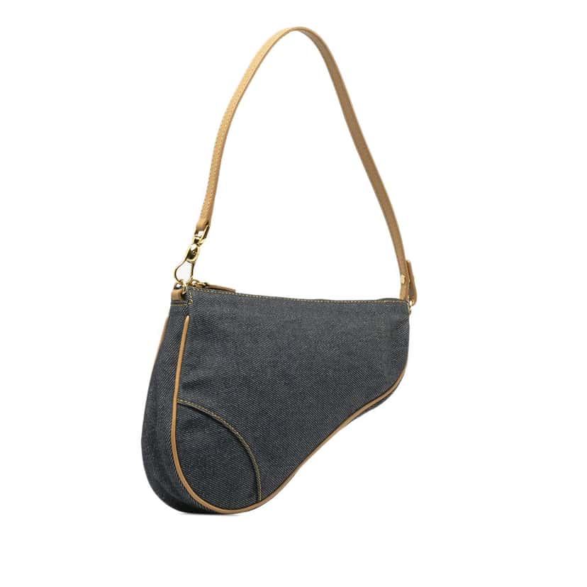 Dior Mini Denim Saddle Pochette Blue Very good condition - Back View