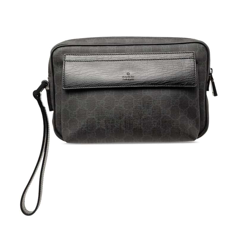 Gucci GG Supreme Clutch Black Very good condition - Front View