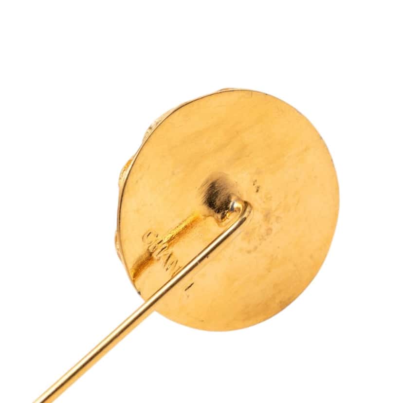 Chanel Gold Plated Camellia Pin Brooch Gold Metal Very good condition - Inside View