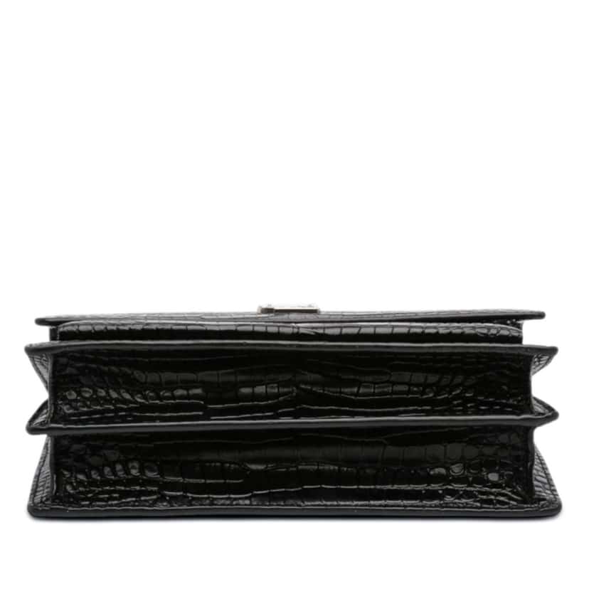 Saint Laurent Medium Croc Embossed Leather Monogram Sunset Crossbody Black Leather Very good condition - Inside View