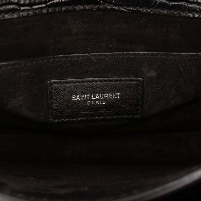 Saint Laurent Medium Croc Embossed Leather Monogram Sunset Crossbody Black Leather Very good condition - Box View