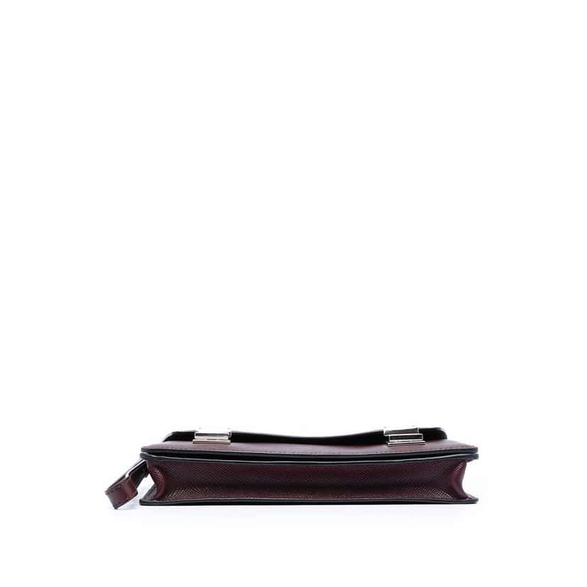 Prada Saffiano Double Lock Convertible Clutch Red Leather Very good condition - Inside View