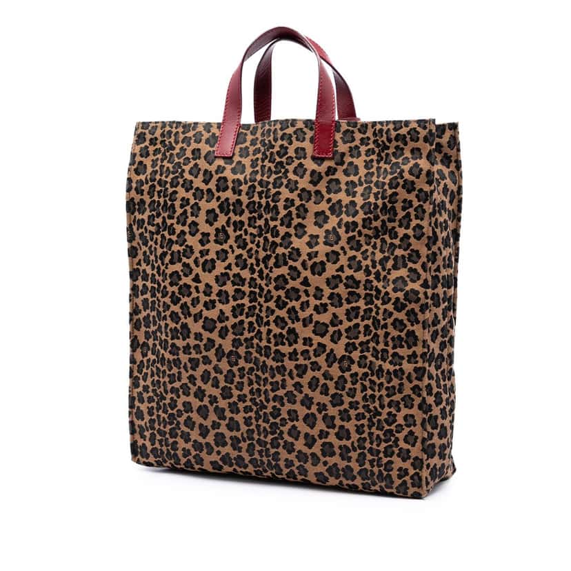 Fendi Leopard Printed Canvas Shopping Tote Brown Very good condition - Back View