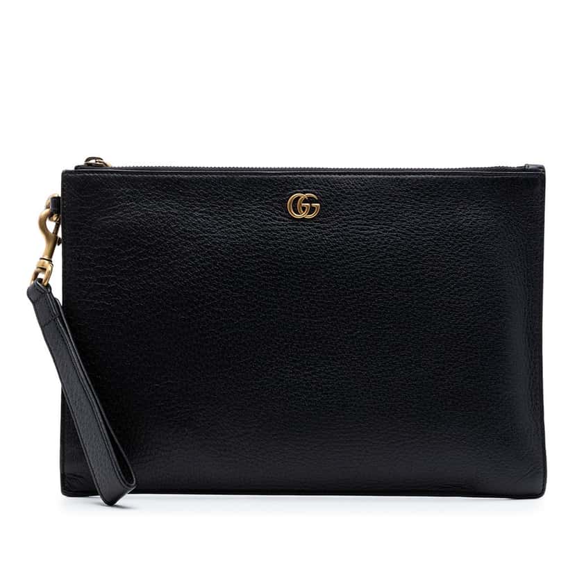 Gucci GG Marmont Leather Clutch Black Leather Very good condition - Front View