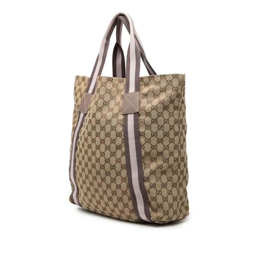 Gucci GG Canvas Web Tote Beige Very good condition - Back View