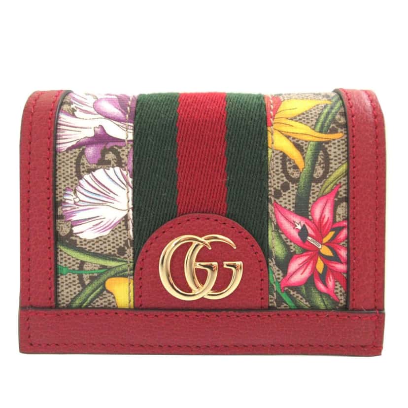 Gucci GG Flora Ophidia Small Wallet Beige Very good condition - Front View