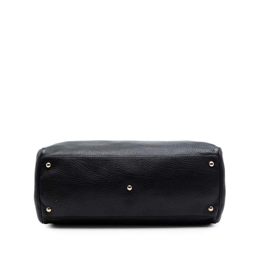 Gucci Large Calfskin Bamboo Shopper Satchel Black Leather Never worn, with tag - Inside View