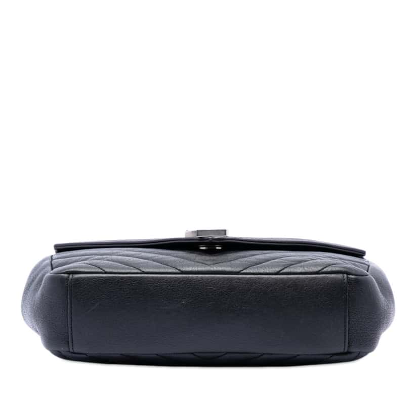Saint Laurent Medium Chevron Sheepskin Monogram College Punk Shoulder Bag Black Leather Very good condition - Inside View
