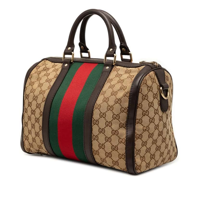 Gucci Medium GG Canvas Web Joy Boston Bag Beige Very good condition - Back View