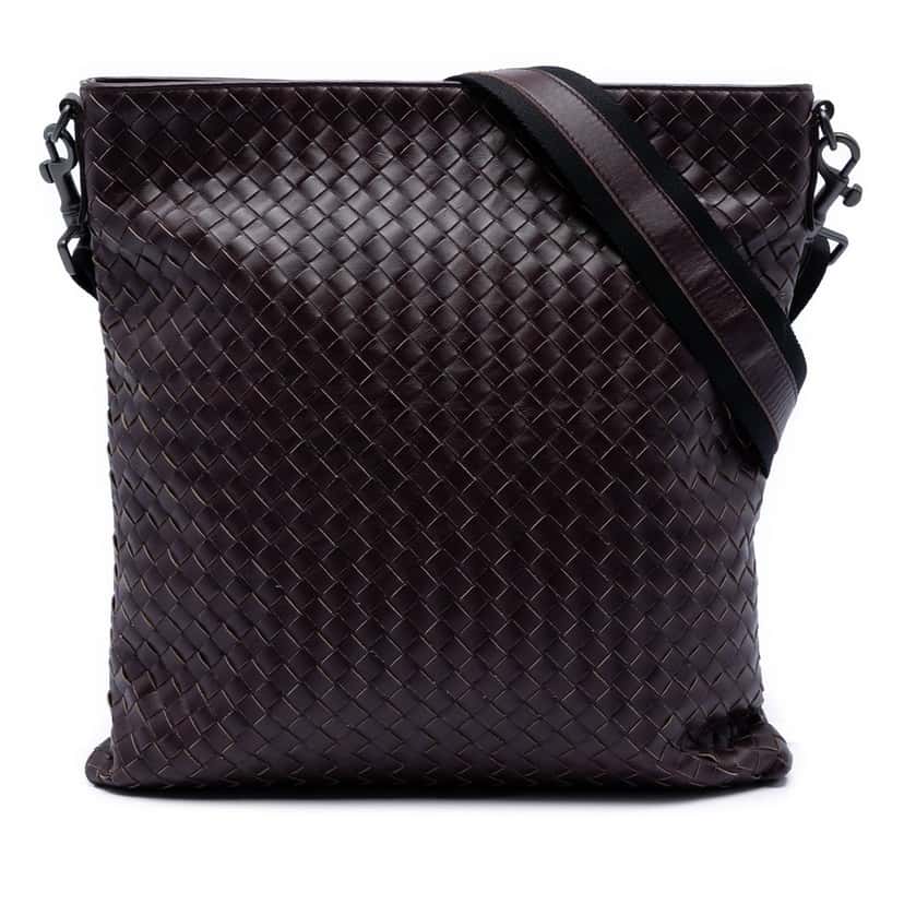 Bottega Veneta Nappa Intrecciato VN Crossbody Brown Leather Very good condition - Front View