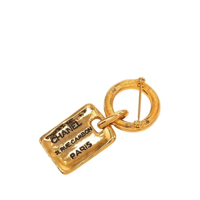 Chanel Gold Plated 31 Rue Cambon Tag Brooch Gold Metal Very good condition - Back View
