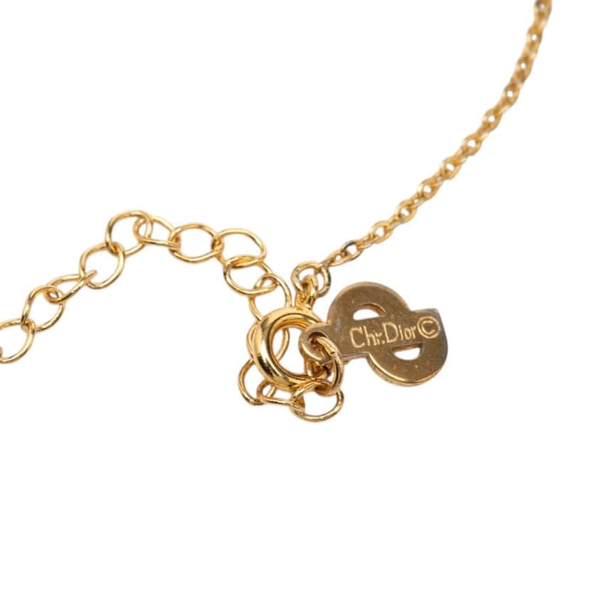 Dior Gold Plated Oblique Strass Necklace Gold Metal Very good condition - Model View
